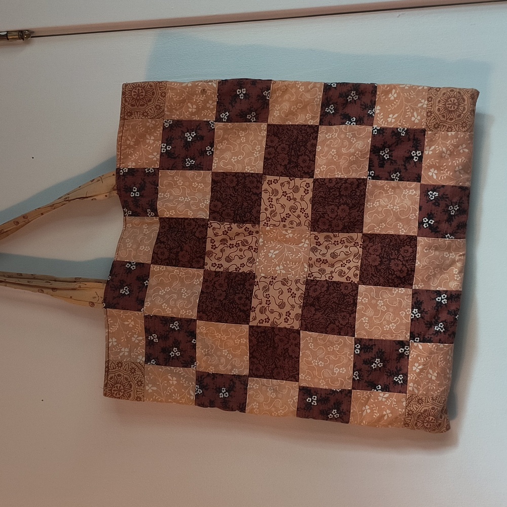 Vintage Laura Ashley Patchwork Tote Bag - Brown and Tan